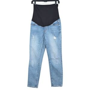 Loft Women's Maternity Denim‎ Jeans Distressed Light Wash Comfort Waist